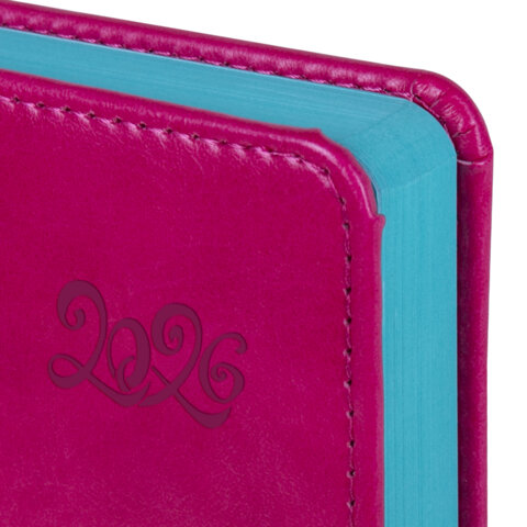 Ежедневник датированный 2026, А5, 138x213 мм, BRAUBERG "Rainbow", под кожу, розовый, 117078 - фото 3