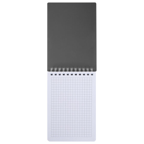 Блокнот МАЛЫЙ ФОРМАТ А6, 60 л., силиконовый гребень, обложка пластик, клетка, BRAUBERG, серый, 117566 - фото 6