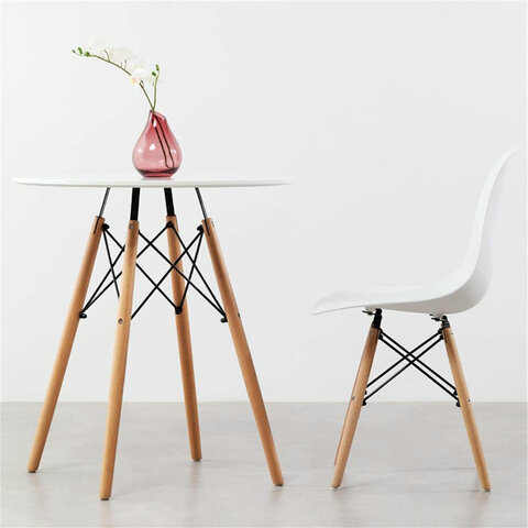 Стол обеденный BRABIX "Eames T-01", круглый, диаметр 80 см, опоры дерево, белый, 532633 - фото 7
