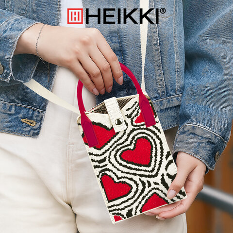 Сумочка-органайзер повседневная HEIKKI KNIT (ХЕЙКИ) кросс боди, вязаная, 17х12х5 см, "Red and black", 273796 - фото 8