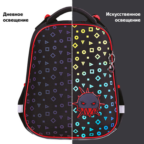 Ранец BRAUBERG LUMINOUS, 2 отделения, с брелоком, "Danger", СВЕТЯЩИЙСЯ РИСУНОК, 38х29х16 см, 272069 - фото 12