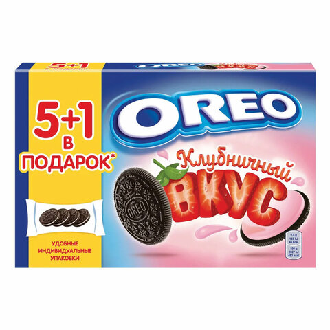 Печенье OREO с какао и начинкой с клубничным вкусом, 228 г, 9001526 - фото 1