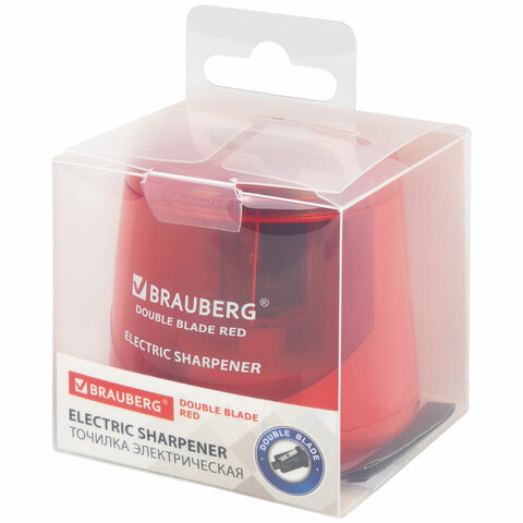Точилка электрическая BRAUBERG DOUBLE BLADE RED, двойное лезвие, питание от 2 батареек АА, 271338 - фото 11