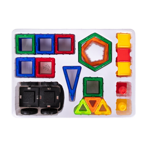 Магнитный конструктор BIG MAGNETIC BLOCKS-64, 64 детали, с колесной базой, BRAUBERG KIDS, 663847 - фото 5