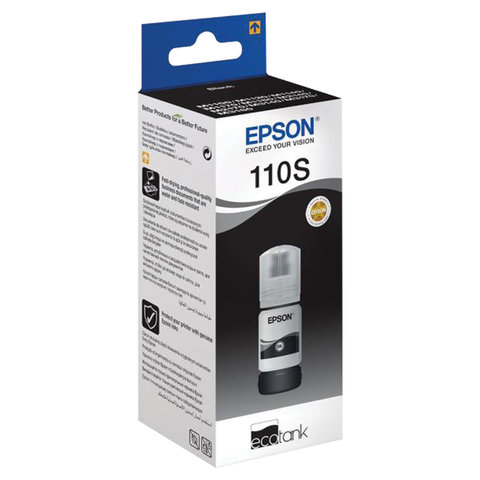 Чернила EPSON 110S (C13T01L14A) для СНПЧ EPSON M1100 / 1120 / 2140, черные, ОРИГИНАЛЬНЫЕ - фото 1