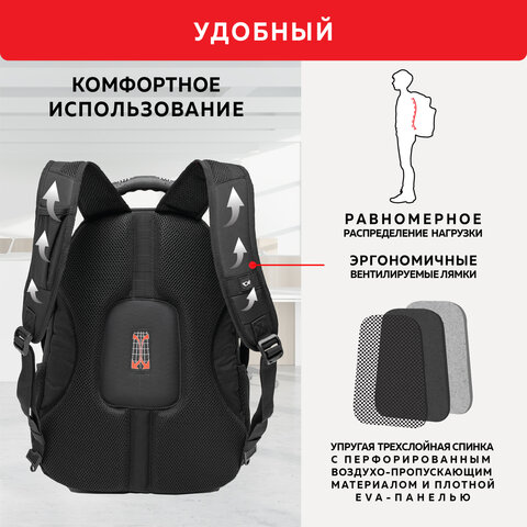 Рюкзак GERMANIUM "S-01" универсальный, с отделением для ноутбука, влагостойкий, черный, 47х32х20 см, 226947 - фото 17