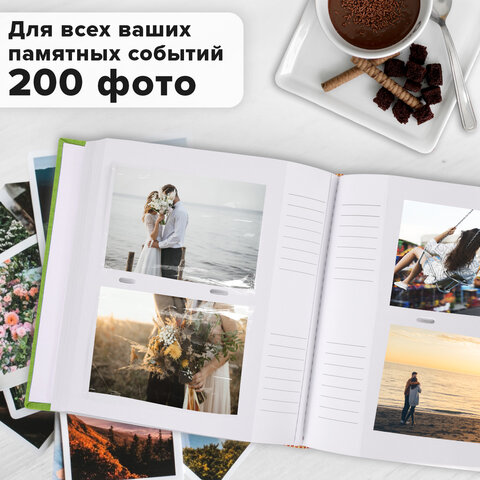 Фотоальбом BRAUBERG "Лайм" на 200 фото 10х15 см, ткань, зеленый, 391189 - фото 17