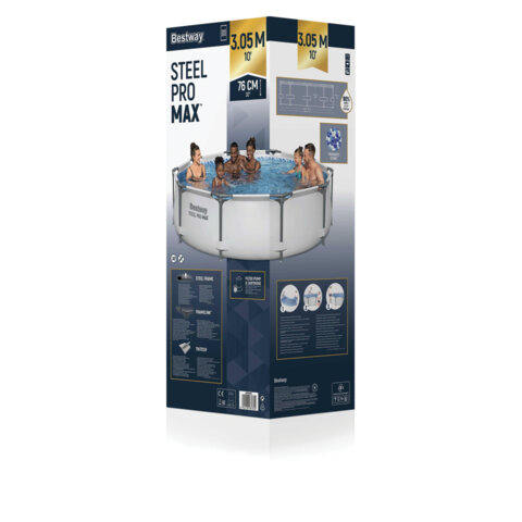 Каркасный бассейн, фильтр-насос 1249 л/ч, "Steel Pro Max" 305х76 см, 4678 л, усиленный каркас, BESTWAY, 56408 - фото 1