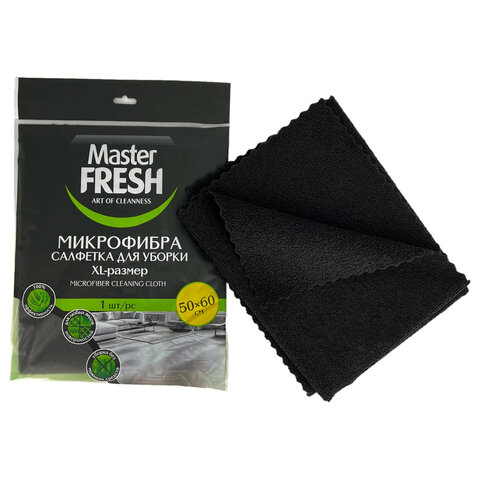Тряпка для мытья пола из микрофибры, 50х60 см, черная, Master FRESH - фото 1