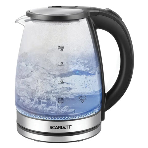 Чайник SCARLETT SC-EK27G103, 1,8 л, 1800 Вт, закрытый нагревательный элемент, стекло, черный - фото 3