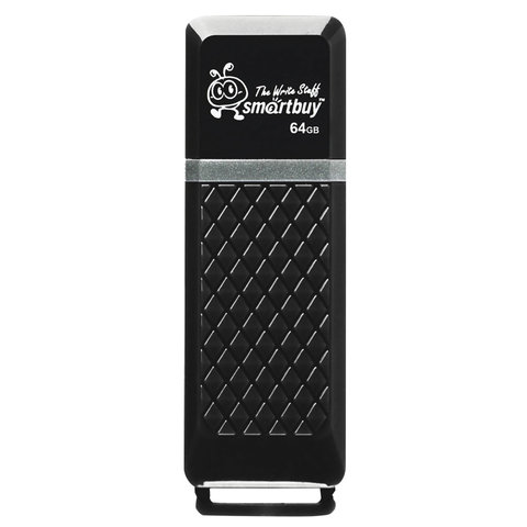 Флеш-диск 64 GB SMARTBUY Quartz USB 2.0, черный, SB64GBQZ-K - фото 1