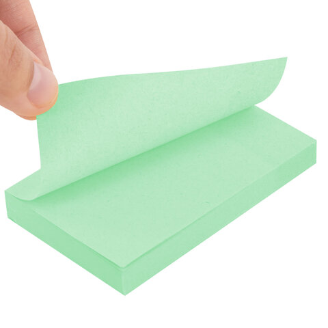 Блок самоклеящийся (стикеры) STAFF STANDARD, ПАСТЕЛЬНЫЙ 76х51 мм, зеленый, 100 листов, 116583 - фото 4