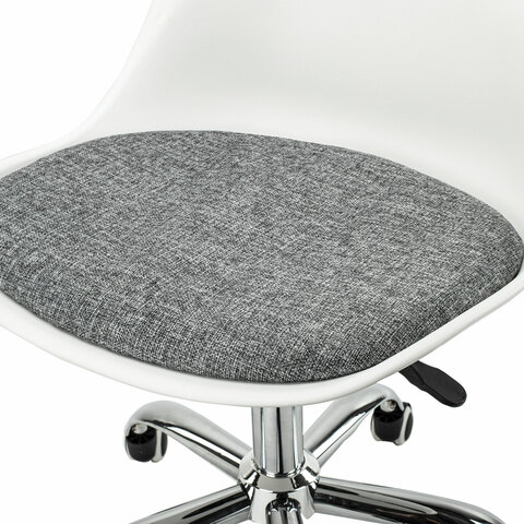 Кресло стул BRABIX "Eames MG-310 CH", хром, пластик белый, ткань серая, 532924 - фото 8
