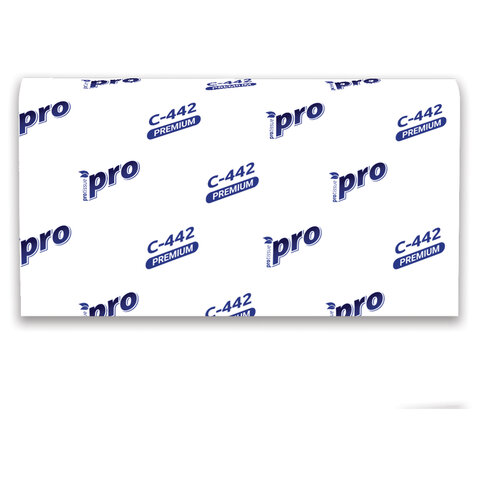 Полотенца бумажные 200 шт., PROtissue (H2) PREMIUM, 2-слойные, белые, КОМПЛЕКТ 21 пачка, 24х21,5 см, Z-сложение, С442 - фото 5
