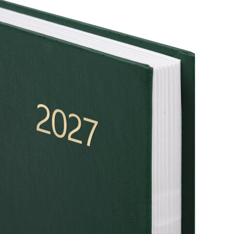 Ежедневник датированный 2027 145х215 мм, А5, STAFF, обложка бумвинил, зеленый, 117815 - фото 3