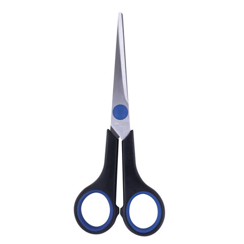 Ножницы BRAUBERG "Soft Grip", 165 мм, черно-синие, резиновые вставки, 3-х сторонняя заточка, 230761 - фото 2