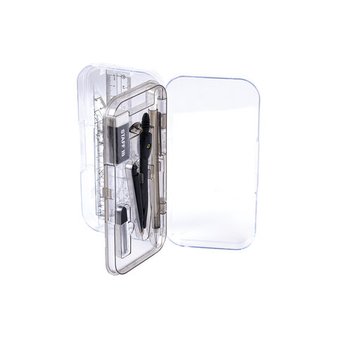 Готовальня STAFF "College" 9 предметов: циркуль 120 мм, чертежные принадлежности, механический карандаш, пластиковый пенал, 210863 - фото 8