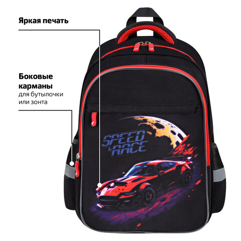 Рюкзак BRAUBERG FAVOUR, 2 отделения, 3 кармана, "Moon car", 40х29х15 см, 273123 - фото 12