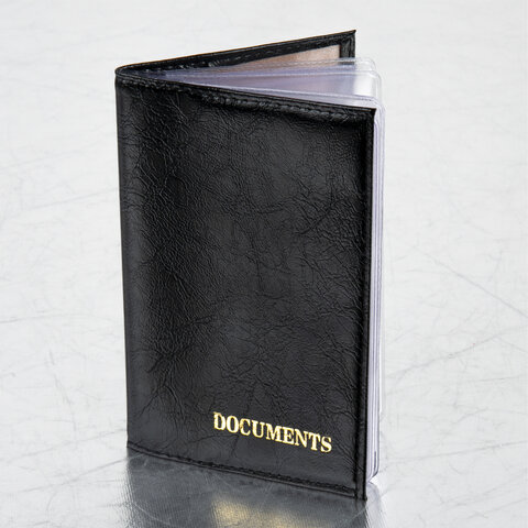 Обложка для автодокументов STAFF "Profit", экокожа, "DOCUMENTS", черная, 237181 - фото 1