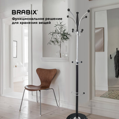 Вешалка-стойка BRABIX "CR-848" на мраморном диске, металл, 4+3 крючка, цвет коричневый, 606435 - фото 11