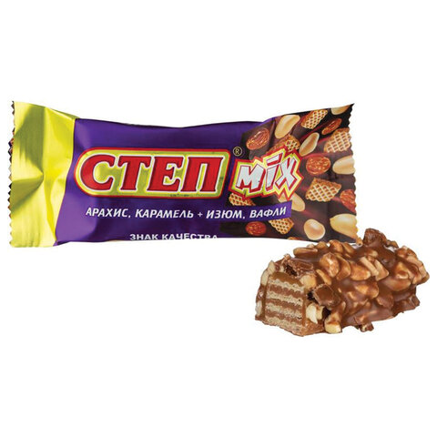 Конфеты шоколадные СЛАВЯНКА "Степ Mix", с изюмом, арахисом и карамелью, 1000 г, пакет, 40685 - фото 1