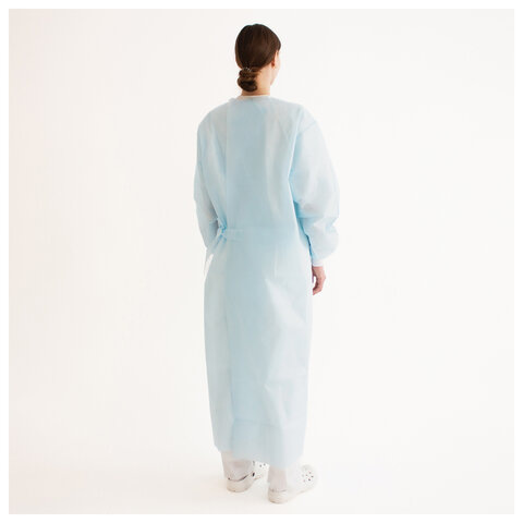 Халат хирургический стерильный 140 см, 52-54 р., манжета, спанбонд 25 г/м2, ГЕКСА, голубой - фото 3