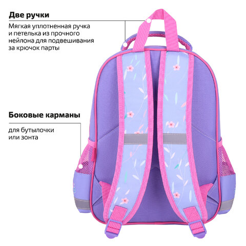 Рюкзак ПИФАГОР SCHOOL, 1 отделение, 3 кармана, "Little beauty", 38x28х14 см, 271402 - фото 15