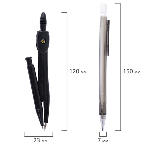 Готовальня STAFF "College" 9 предметов: циркуль 120 мм, чертежные принадлежности, механический карандаш, пластиковый пенал, 210863 - фото 10