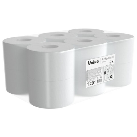 Бумага туалетная 200 м, VEIRO Professional (Система T2), КОМПЛЕКТ 12 шт., COMFORT, T201 - фото 1