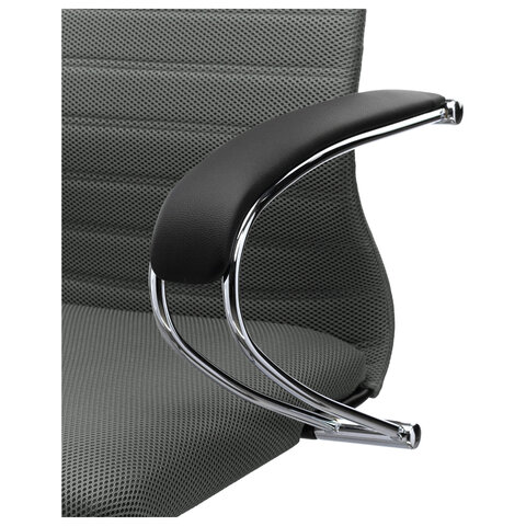 Кресло офисное МЕТТА "SU-B-10" хром, ткань-сетка, сиденье и спинка мягкие, темно-серое - фото 13