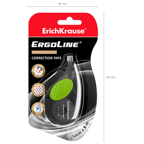 Корректирующая лента ERICH KRAUSE "ErgoLine", с резиновой вставкой, 5 мм х 8 м, серый, 5360, 53604 - фото 5