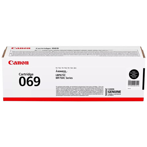 Картридж лазерный CANON (069BK) i-SENSYS LBP673Cdw/MF752Cdw и другие, черный, ресурс 2100 стр., ОРИГИНАЛЬНЫЙ, 5094C002 - фото 1