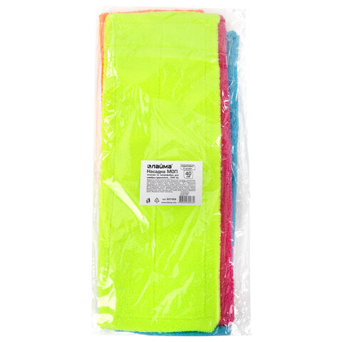 Насадка МОП 40 плоская КОМПЛЕКТ 4 шт., УНИВЕРСАЛЬНАЯ для швабр 38-42 см (ТИП К), микрофибра, LAIMA, 607459 - фото 3