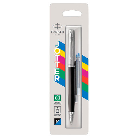 Ручка перьевая PARKER "Jotter Originals Black Chrome CT", корпус черный, детали из нержавеющей стали, синяя, 2096430 - фото 5