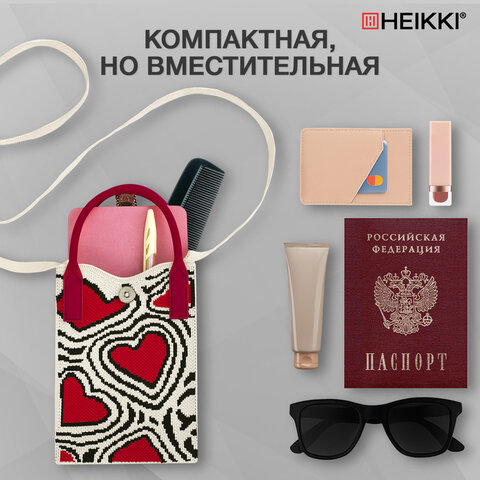 Сумочка-органайзер повседневная HEIKKI KNIT (ХЕЙКИ) кросс боди, вязаная, 17х12х5 см, "Red and black", 273796 - фото 9