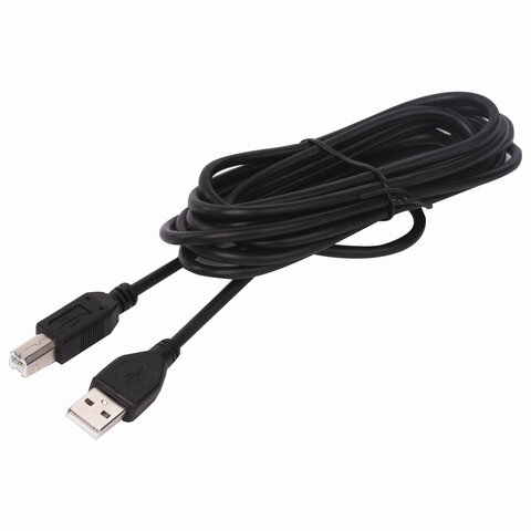 Кабель USB 2.0 AM-BM, 3 м, SONNEN Premium, медь, для подключения принтеров, сканеров, МФУ, плоттеров, экранированный, черный, 513129 - фото 3