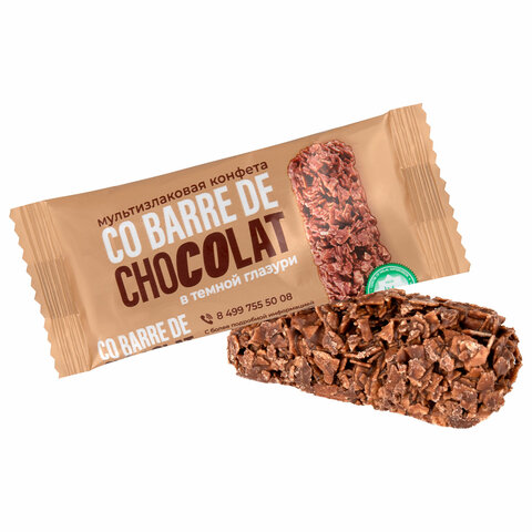 Конфеты мультизлаковые CO BARRE DE CHOCOLAT с темной глазурью, 135 г, УТ-00032333 - фото 1