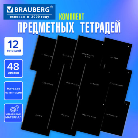 Тетради предметные, КОМПЛЕКТ 12 ПРЕДМЕТОВ, 48 л., матовая ламинация, BRAUBERG, "MINIMAL", 404831 - фото 18