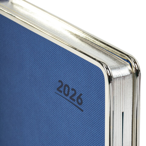 Ежедневник датированный 2026 А5 148х218 мм, GALANT "Infinity Silver", под кожу, синий, 117496 - фото 4