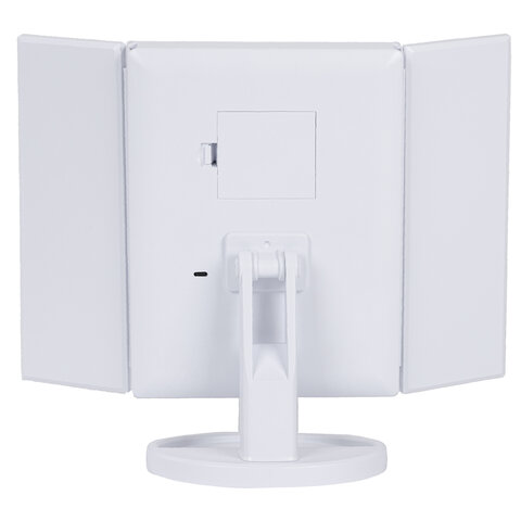 Зеркало настольное с LED-подсветкой для макияжа, размер 24х18 см, складное, увеличение х2, х3, х10, белое, BRABIX, 609337 - фото 4