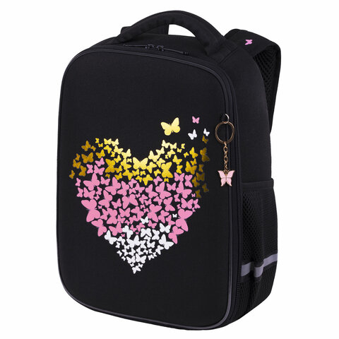 Ранец BRAUBERG LIGHT, 1 отделение, с брелоком, "Shining heart", фольгированная печать, 36х26х13 см, 272029 - фото 1