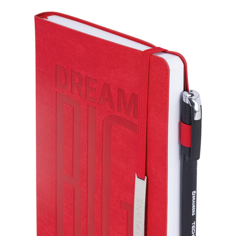 Ежедневник недатированный А5 138х213 мм BRAUBERG "BeStyle", под кожу, резинка, держатель, 160 л., красный, 116217 - фото 5