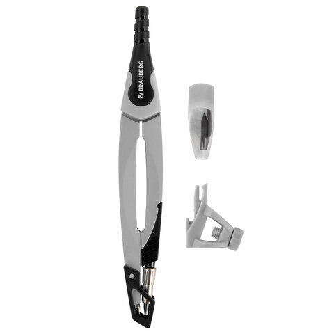 Готовальня BRAUBERG ULTRA, 4 предмета: циркуль 135 мм, запасные грифели, насадка, графитовый цвет, 210821 - фото 3