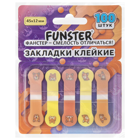 Закладки клейкие Z-сложения FUNSTER (ФАНСТЕР) "Корги", 45х12 мм, 100 шт. (5 цветов х 20 листов), в диспенсере, 116695 - фото 6