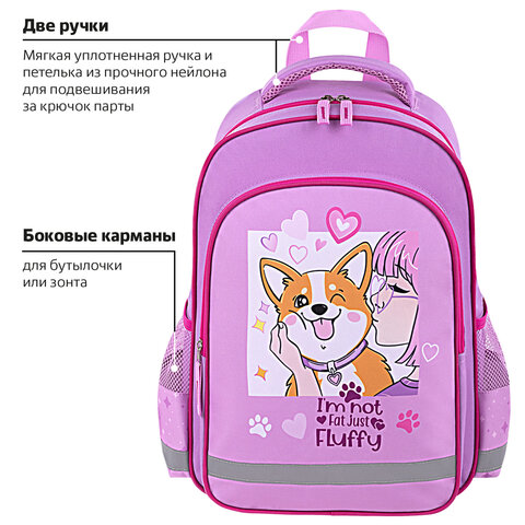 Рюкзак ПИФАГОР SCHOOL, 1 отделение, 3 кармана, "Fluffy akita", 38x28х14 см, 272084 - фото 15