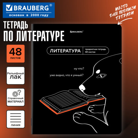 Тетрадь предметная МЕМЫ 48 л., TWIN-лак, ЛИТЕРАТУРА, линия, подсказки, BRAUBERG, 405104 - фото 5