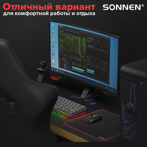 Коврик компьютерный для мыши большой SONNEN "CYBER OUTLAW", ткань + резина, 400х355х3 мм, 513616 - фото 13