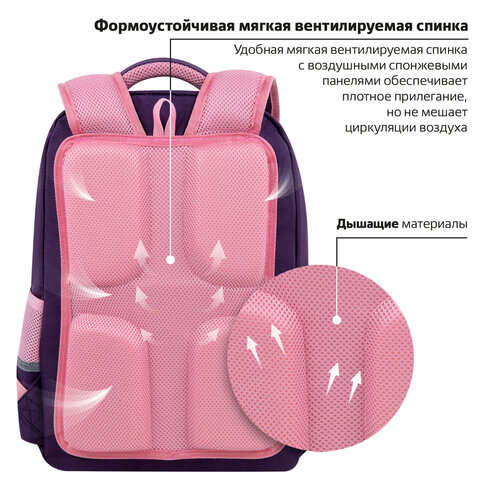 Рюкзак ЮНЛАНДИЯ COMPLETE, с пеналом в комплекте, эрго-спинка, "Cat pile", 42х29х14 см, 272056 - фото 12