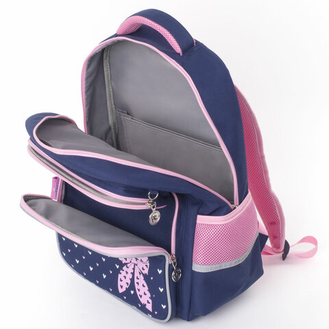 Рюкзак ЮНЛАНДИЯ COMPLETE с пеналом в комплекте, эрго-спинка, "Pink bow", 42х29х14 см, 229972 - фото 7