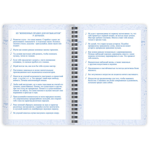 Дневник для музыкальной школы 48 листов, гребень, пластиковая обложка, картон, BRAUBERG, "МИКС", 107519 - фото 7